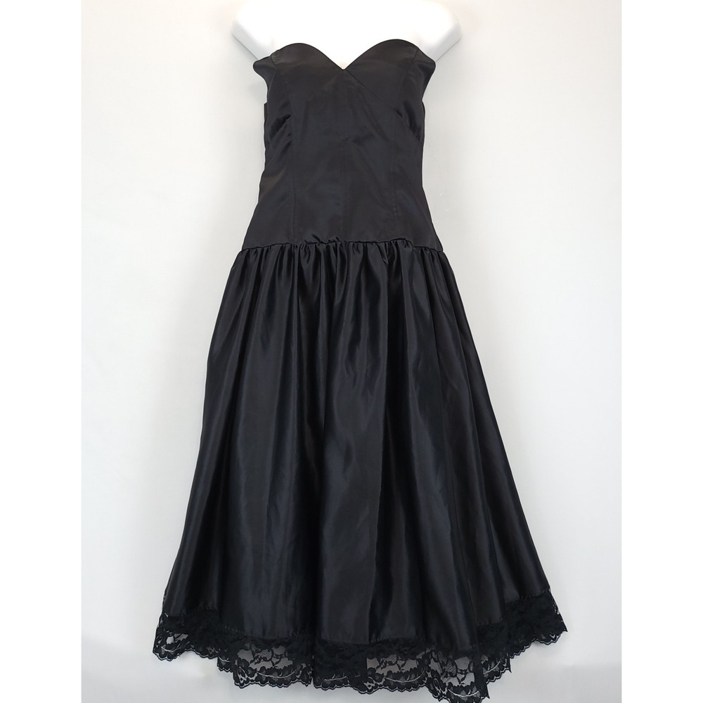 Urban Girl Nites Black Strapless‎ Dress Lace Gown Junior 7 / 8 Fairy Event Prom